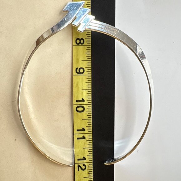 VTG Sterling Silver 925 Geometric Art Deco Stiff Collar Necklace 16" Fit - Picture 11 of 16